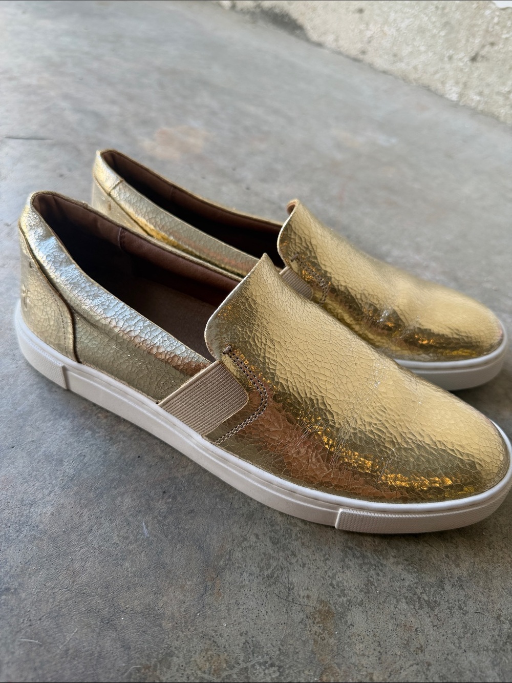 Frye Gold Metallic Slip-On Sneakers
